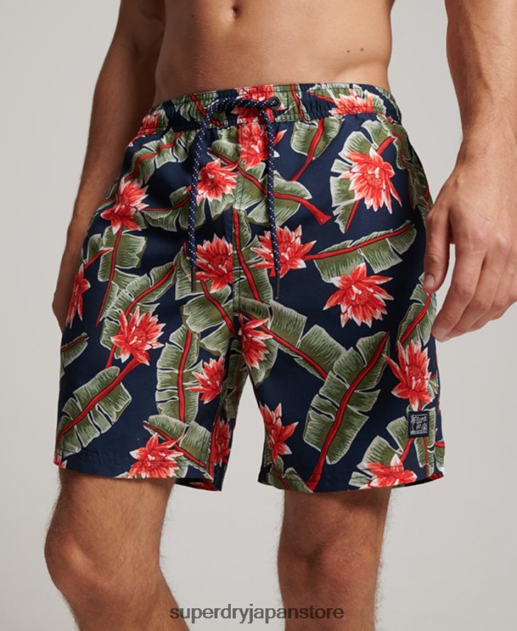 ハワイアンリサイクルスイムショーツ 男性 Superdry 衣類 海軍 2J62PZ404