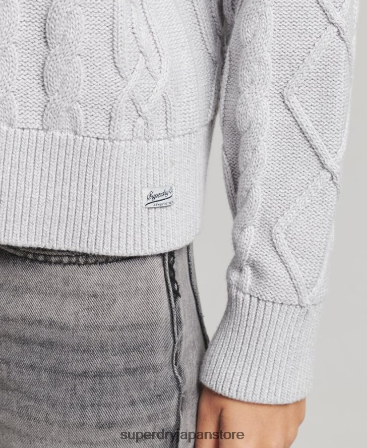 コットンケーブルクルージャンパー 女性 Superdry 衣類 ライトグレー 2J62PZ4040