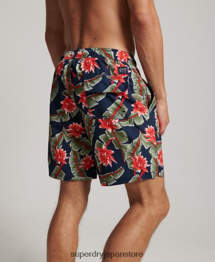 ハワイアンリサイクルスイムショーツ 男性 Superdry 衣類 海軍 2J62PZ404