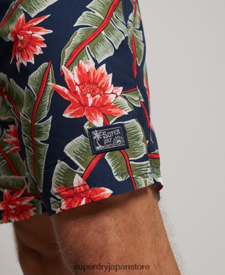 ハワイアンリサイクルスイムショーツ 男性 Superdry 衣類 海軍 2J62PZ404