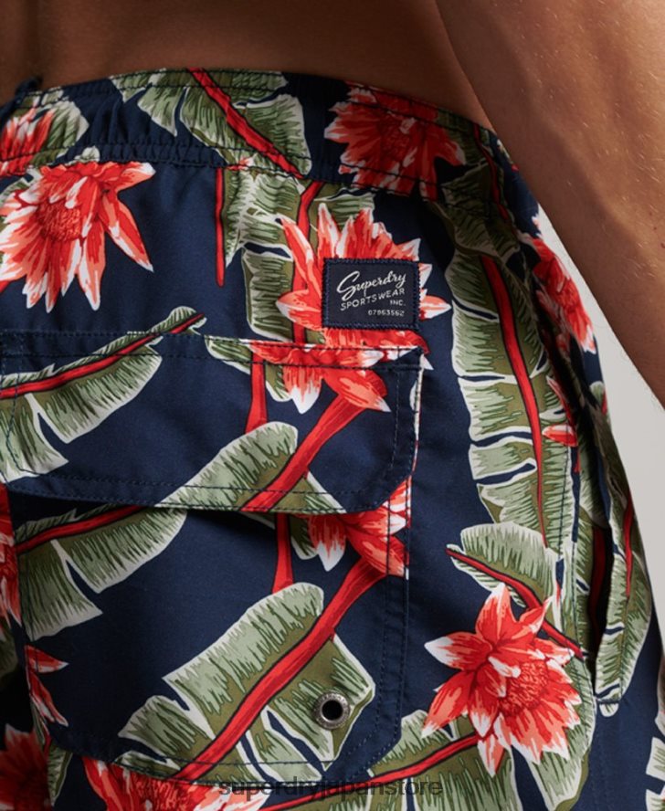 ハワイアンリサイクルスイムショーツ 男性 Superdry 衣類 海軍 2J62PZ404