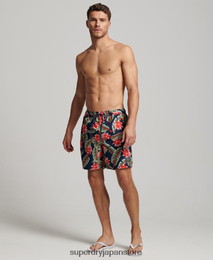 ハワイアンリサイクルスイムショーツ 男性 Superdry 衣類 海軍 2J62PZ404