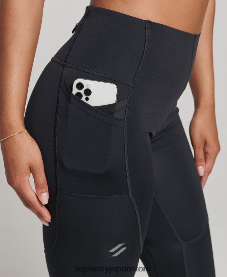 タイトなレギンスを実行 女性 Superdry 衣類 黒 2J62PZ4067