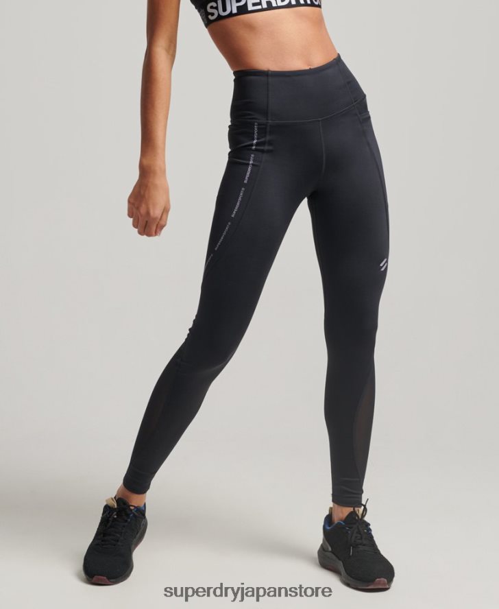 アクティブメッシュフルレングスタイトレギンス 女性 Superdry 衣類 黒 2J62PZ4070