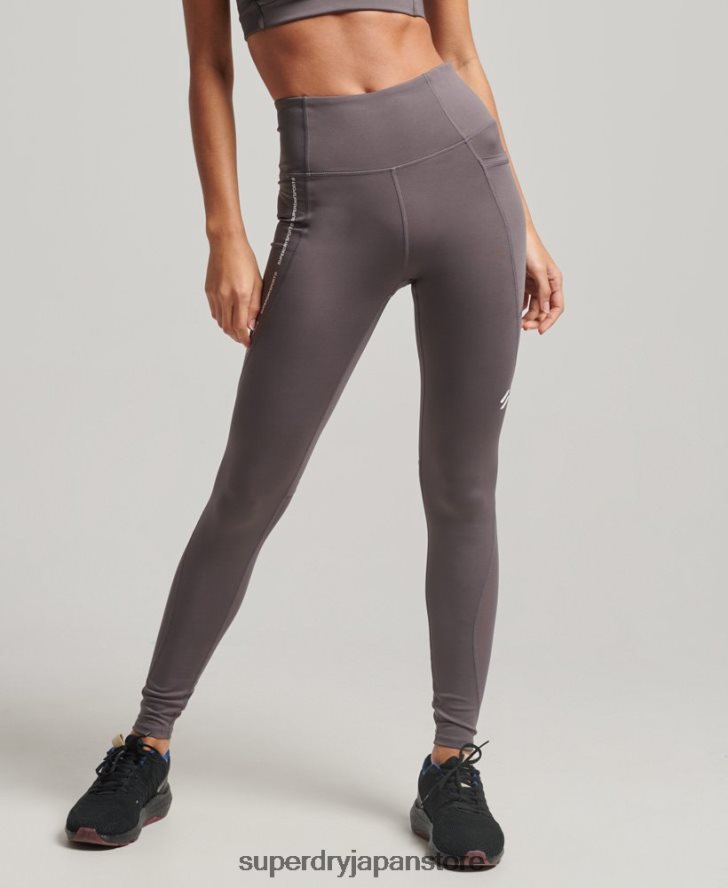 アクティブメッシュフルレングスタイトレギンス 女性 Superdry 衣類 グレー 2J62PZ4073