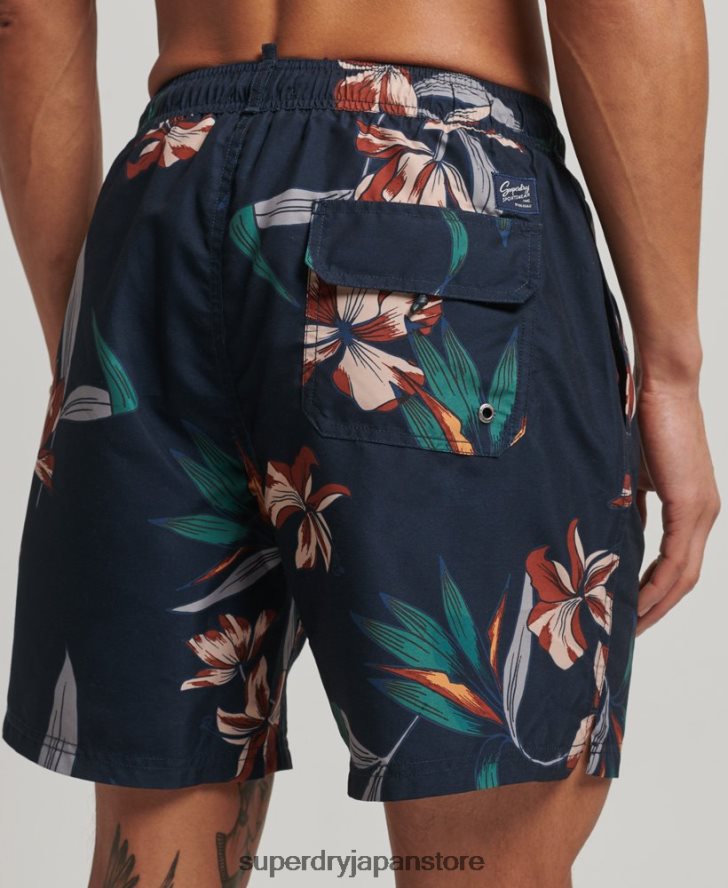 ハワイアンリサイクルスイムショーツ 男性 Superdry 衣類 海軍 2J62PZ40