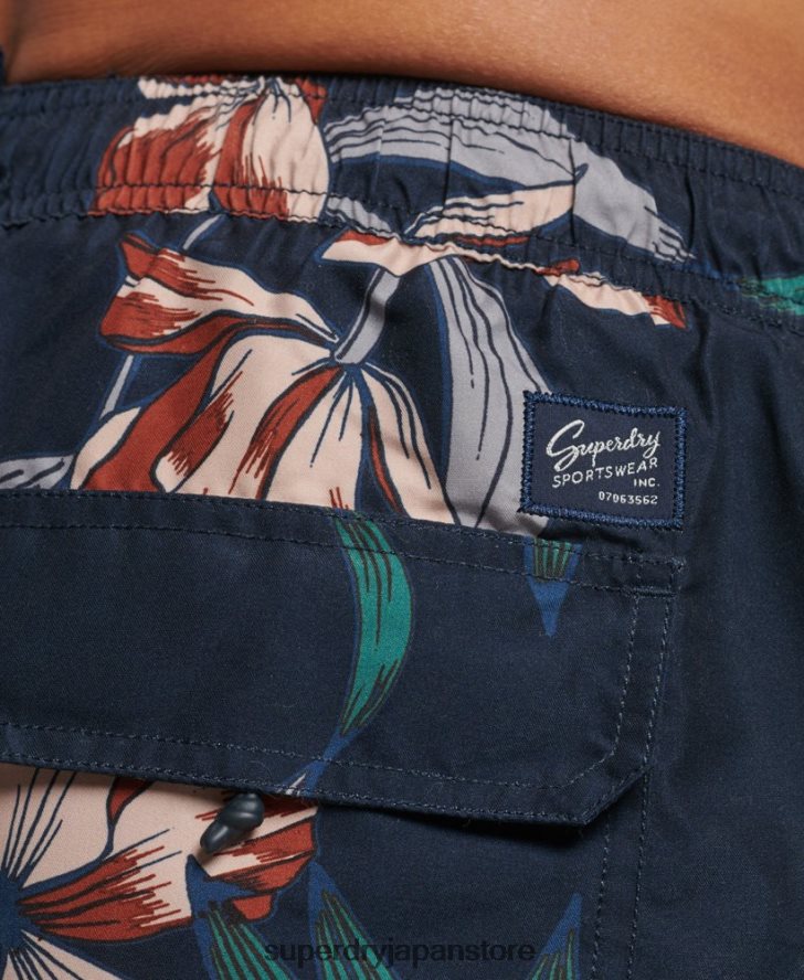 ハワイアンリサイクルスイムショーツ 男性 Superdry 衣類 海軍 2J62PZ40