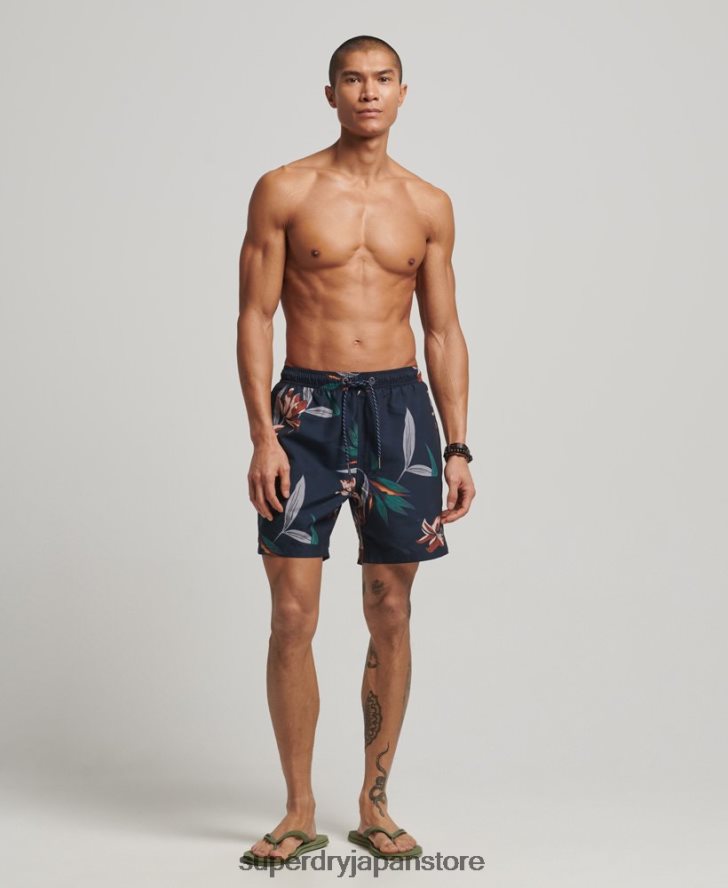 ハワイアンリサイクルスイムショーツ 男性 Superdry 衣類 海軍 2J62PZ40