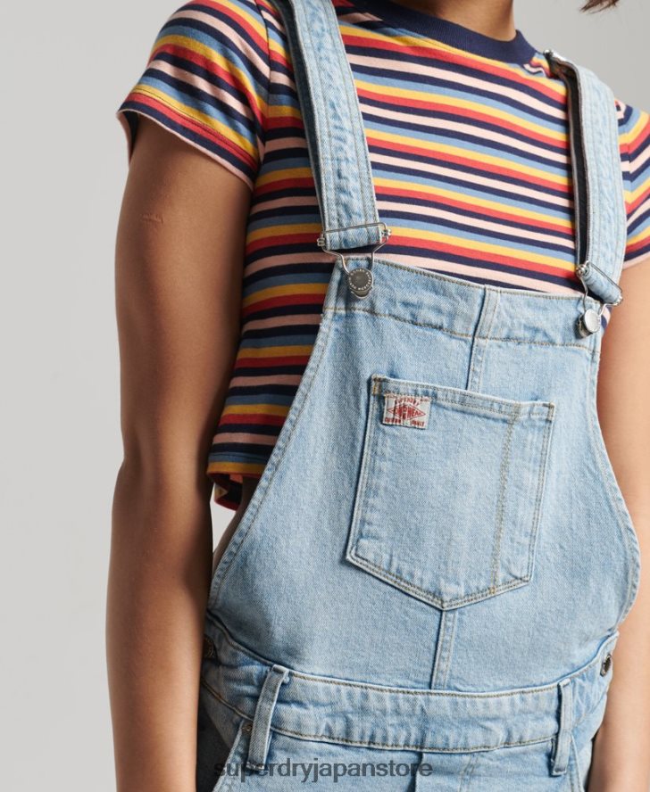 ユーティリティダンガリーショーツ 女性 Superdry 衣類 ライトブルー 2J62PZ4102