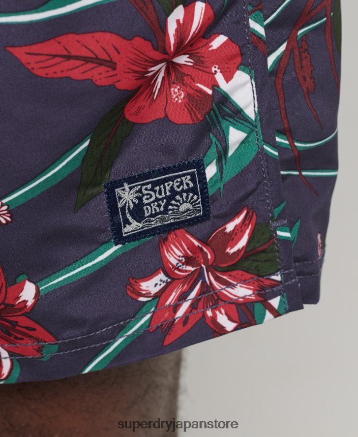 ヴィンテージハワイアンリサイクルスイムショーツ 男性 Superdry 衣類 海軍 2J62PZ410