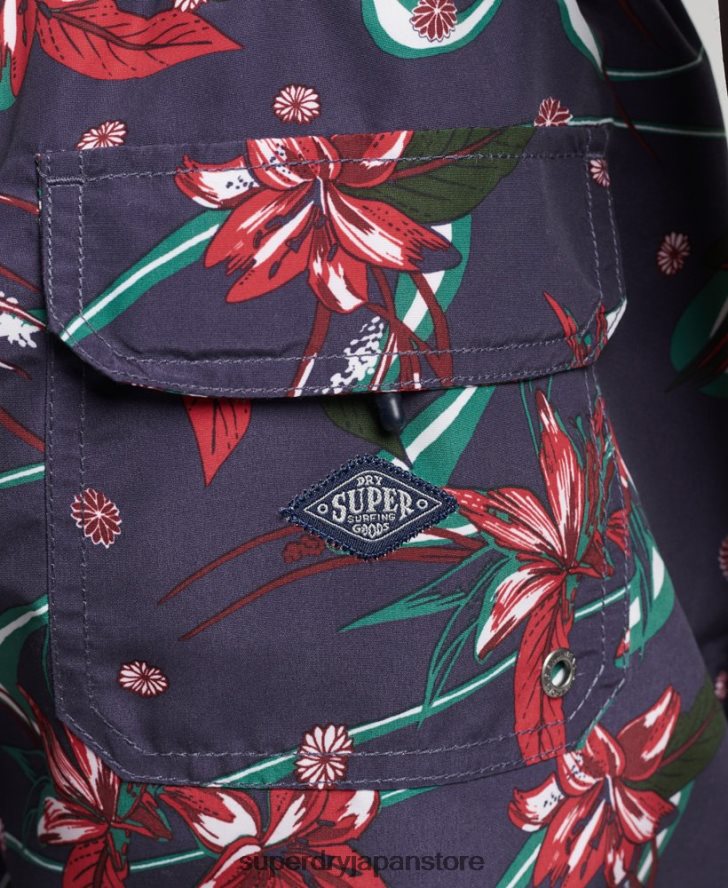 ヴィンテージハワイアンリサイクルスイムショーツ 男性 Superdry 衣類 海軍 2J62PZ410