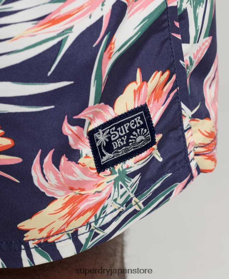 ヴィンテージハワイアンリサイクルスイムショーツ 男性 Superdry 衣類 海軍 2J62PZ411
