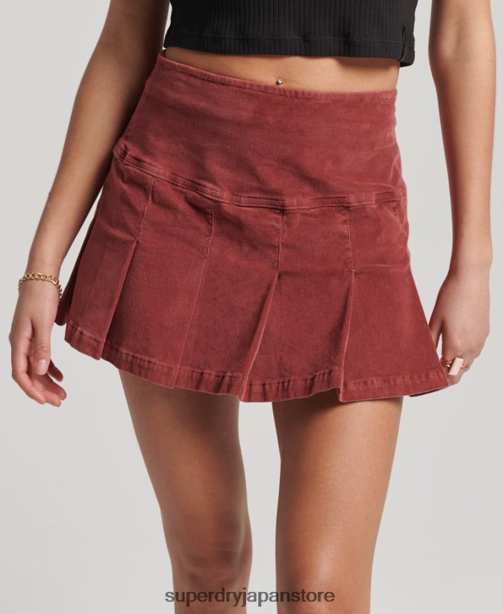 ヴィンテージコードプリーツミニスカート 女性 Superdry 衣類 赤 2J62PZ4139