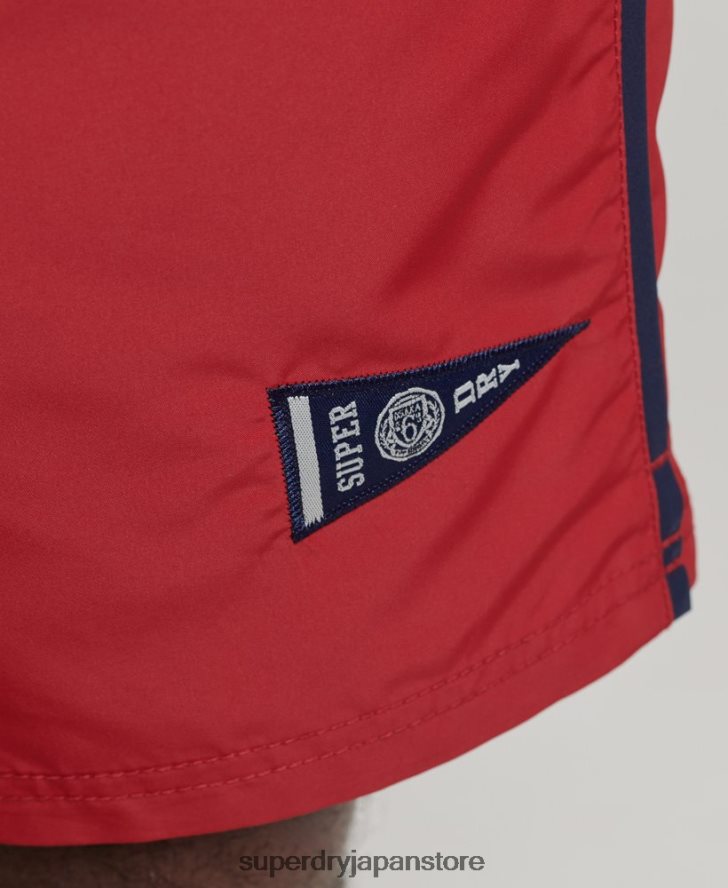 ヴィンテージバーシティリサイクルスイムショーツ 男性 Superdry 衣類 赤 2J62PZ413