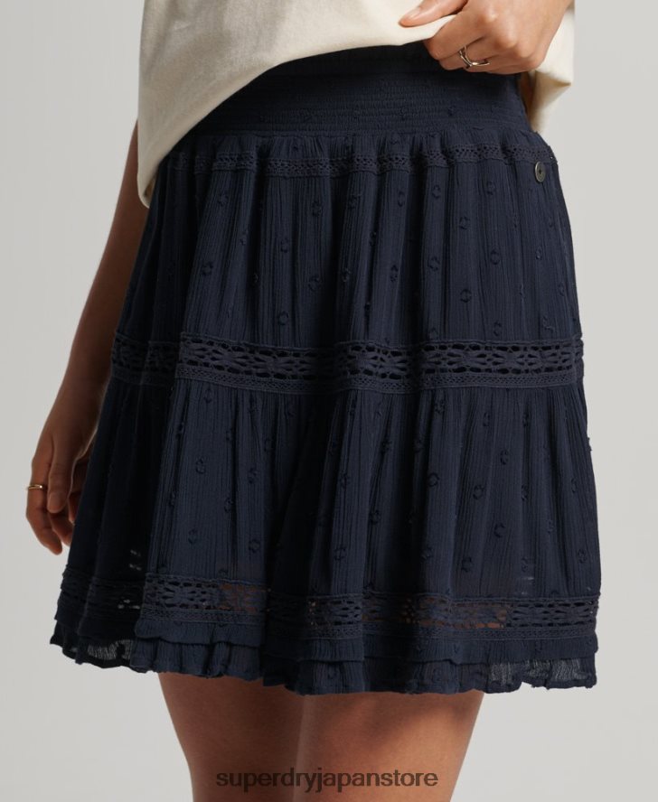 ヴィンテージレースミニスカート 女性 Superdry 衣類 海軍 2J62PZ4140