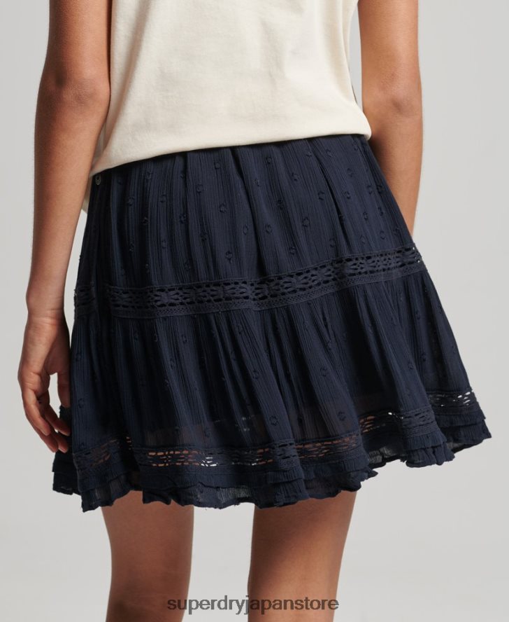 ヴィンテージレースミニスカート 女性 Superdry 衣類 海軍 2J62PZ4140