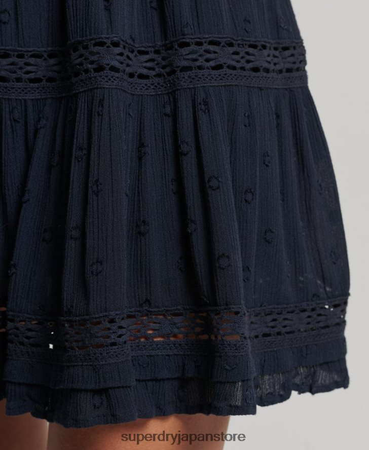 ヴィンテージレースミニスカート 女性 Superdry 衣類 海軍 2J62PZ4140