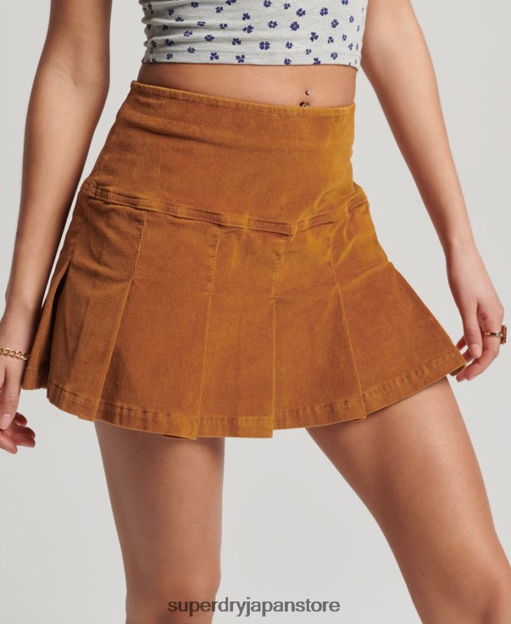 ヴィンテージコードプリーツミニスカート 女性 Superdry 衣類 茶色 2J62PZ4143