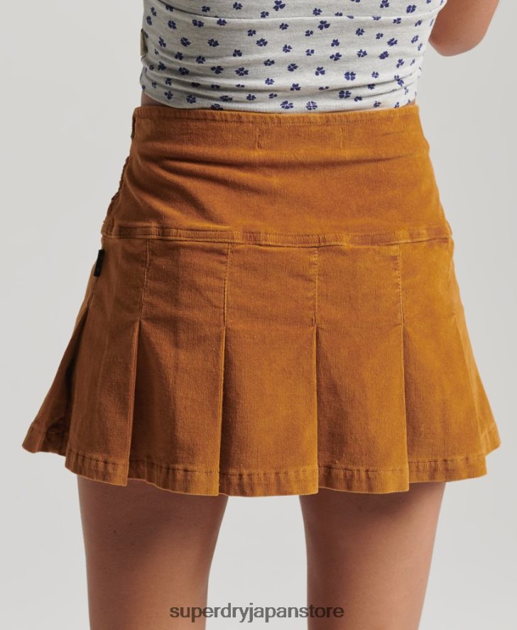 ヴィンテージコードプリーツミニスカート 女性 Superdry 衣類 茶色 2J62PZ4143