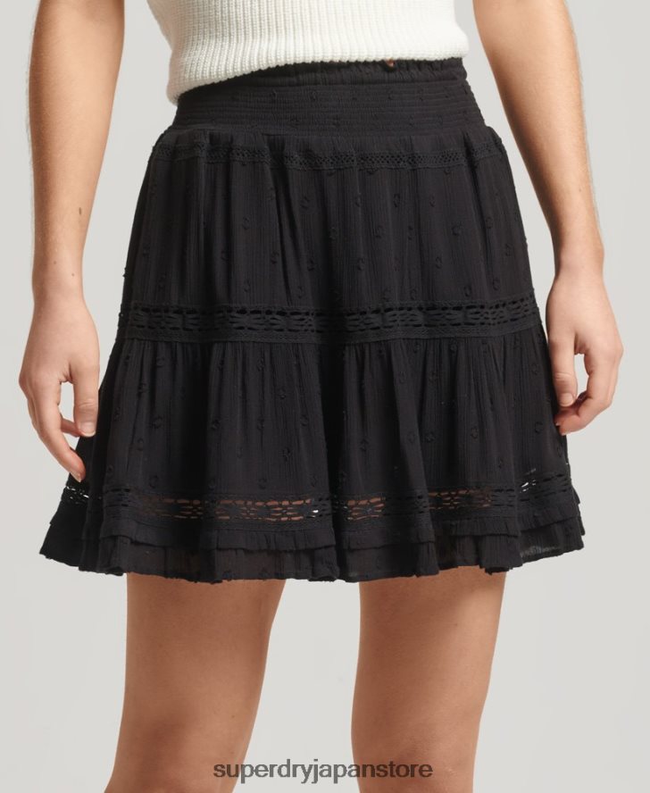 ヴィンテージレースミニスカート 女性 Superdry 衣類 黒 2J62PZ4145