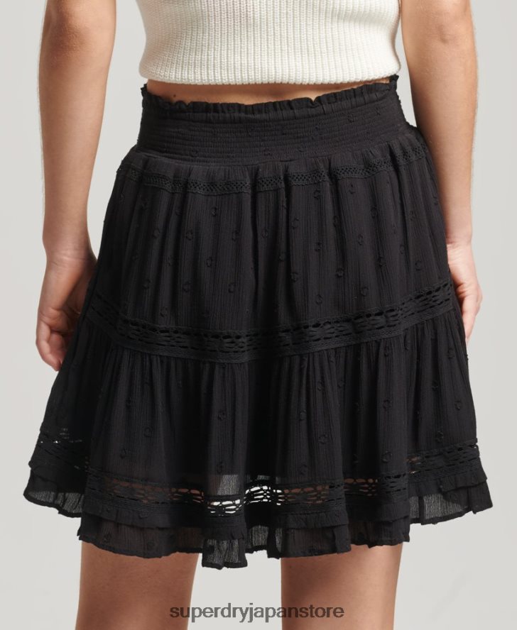 ヴィンテージレースミニスカート 女性 Superdry 衣類 黒 2J62PZ4145