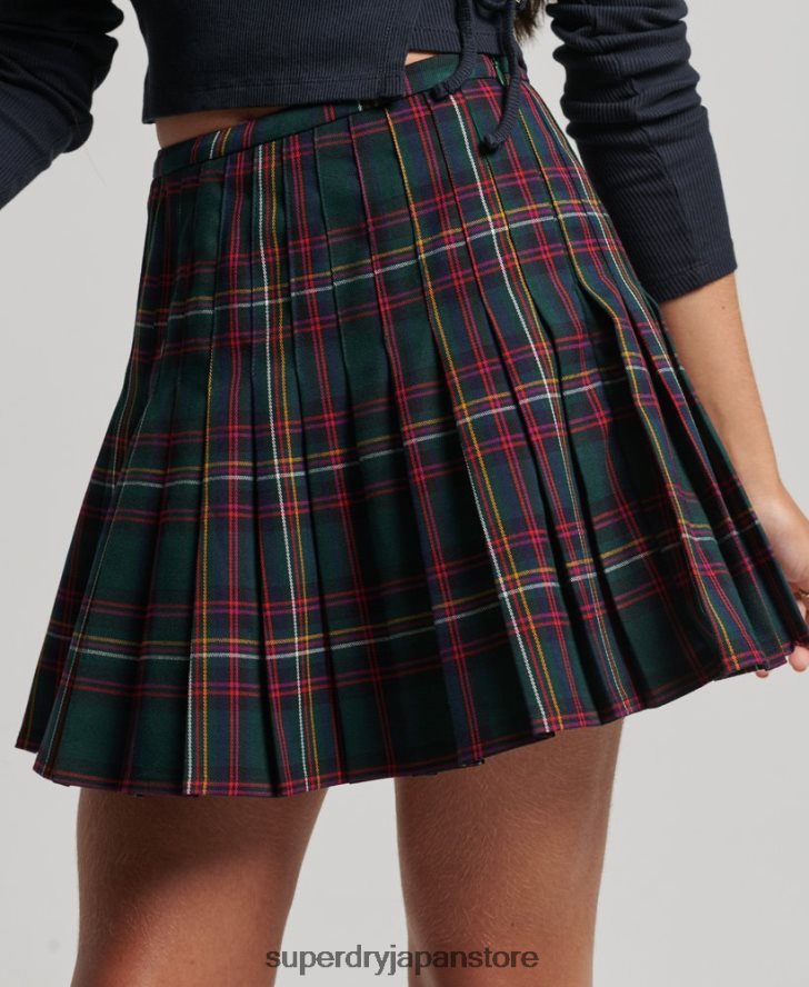 チェックのミニスカート 女性 Superdry 衣類 緑 2J62PZ4150
