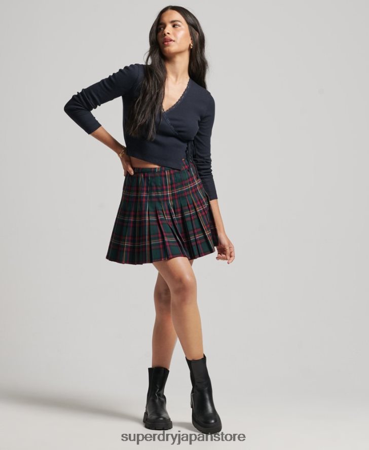チェックのミニスカート 女性 Superdry 衣類 緑 2J62PZ4150