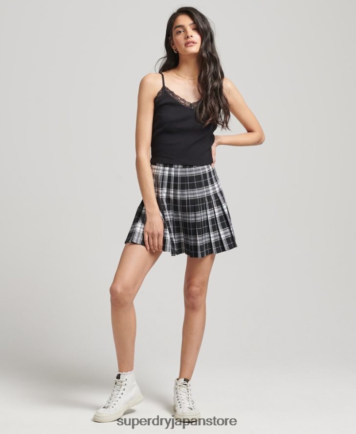 チェックプリーツミニスカート 女性 Superdry 衣類 黒 2J62PZ4151