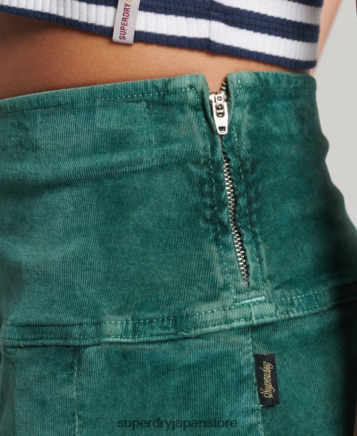 ヴィンテージコードプリーツミニスカート 女性 Superdry 衣類 緑 2J62PZ4152