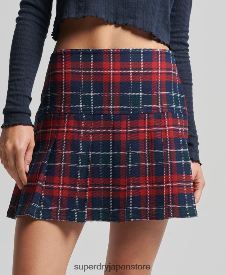 ヴィンテージツイードプリーツミニスカート 女性 Superdry 衣類 赤 2J62PZ4153