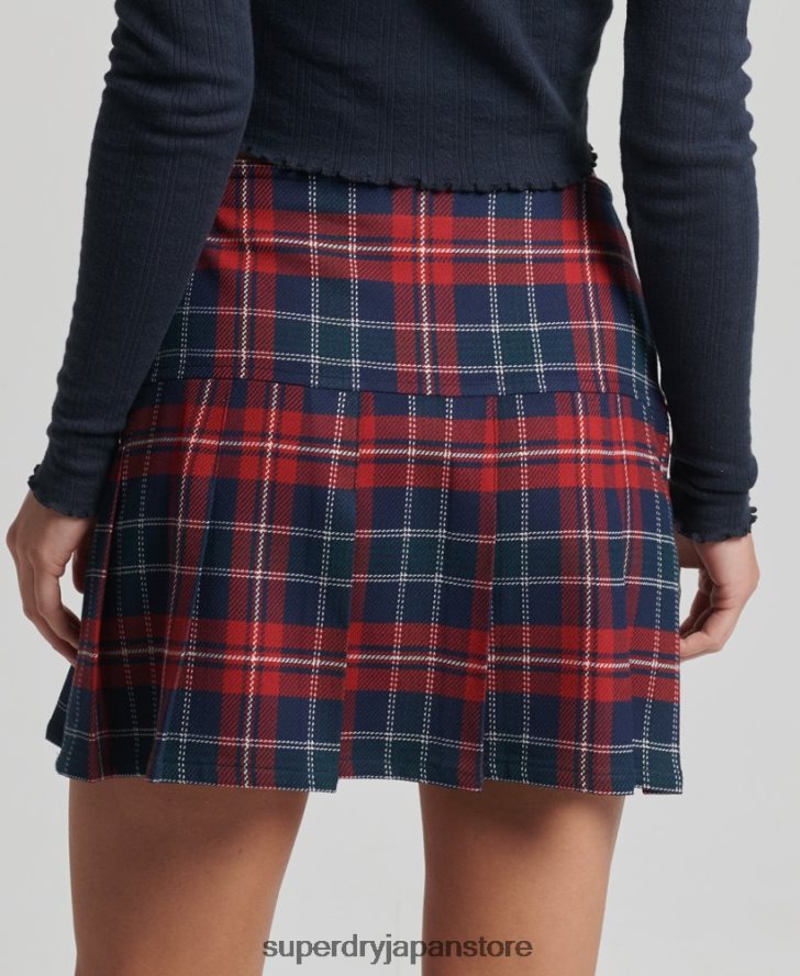 ヴィンテージツイードプリーツミニスカート 女性 Superdry 衣類 赤 2J62PZ4153