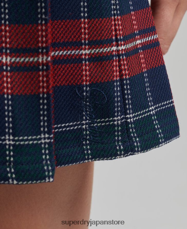 ヴィンテージツイードプリーツミニスカート 女性 Superdry 衣類 赤 2J62PZ4153