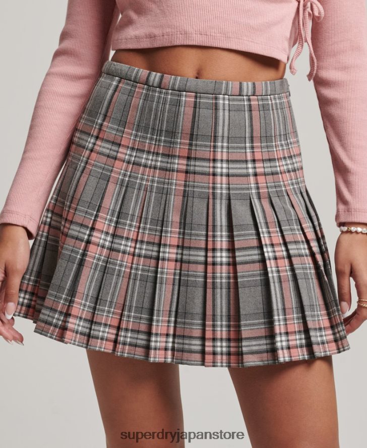 ヴィンテージプリーツミニスカート 女性 Superdry 衣類 グレー 2J62PZ4155