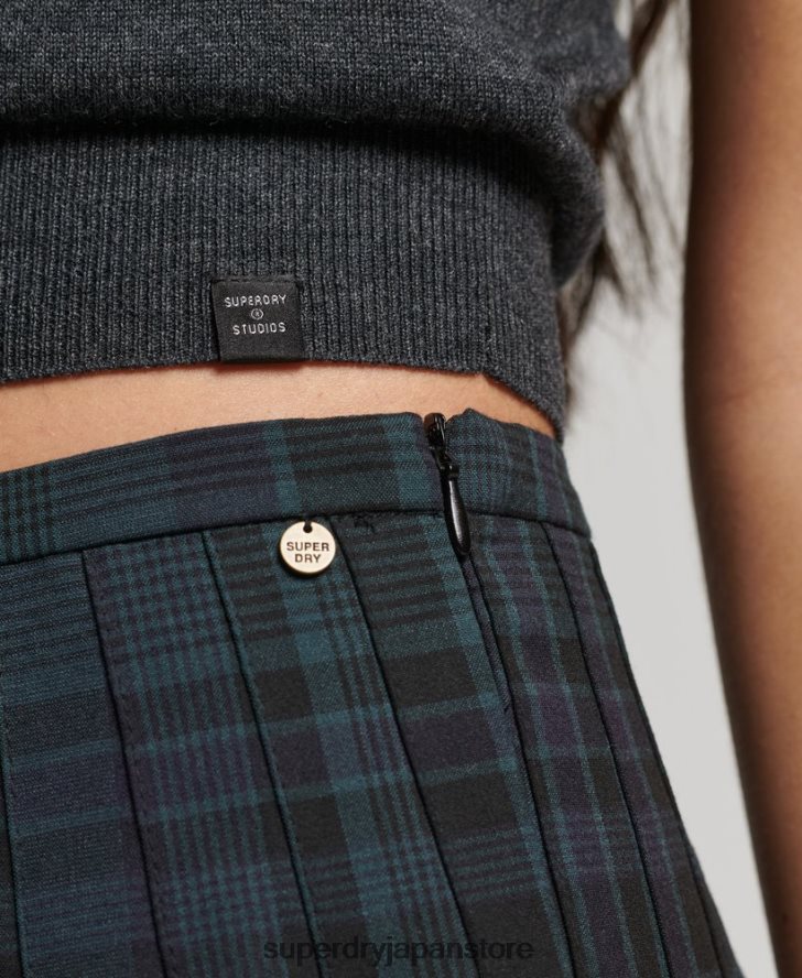 チェックプリーツミニスカート 女性 Superdry 衣類 海軍 2J62PZ4156