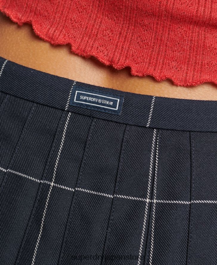 ヴィンテージプリーツミニスカート 女性 Superdry 衣類 海軍 2J62PZ4159
