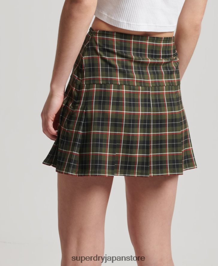ヴィンテージツイードプリーツミニスカート 女性 Superdry 衣類 カーキ 2J62PZ4160