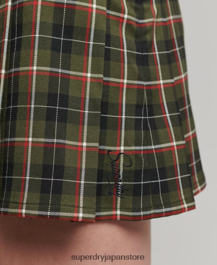 ヴィンテージツイードプリーツミニスカート 女性 Superdry 衣類 カーキ 2J62PZ4160