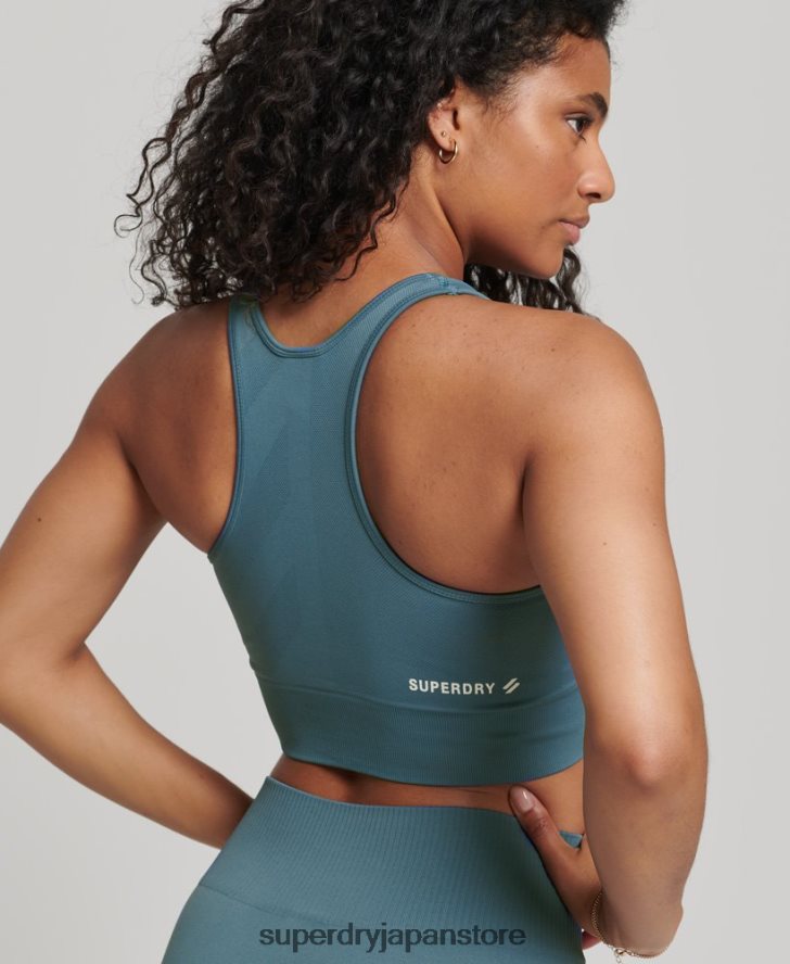 コアシームレスミッドインパクトブラ 女性 Superdry 衣類 青 2J62PZ4178