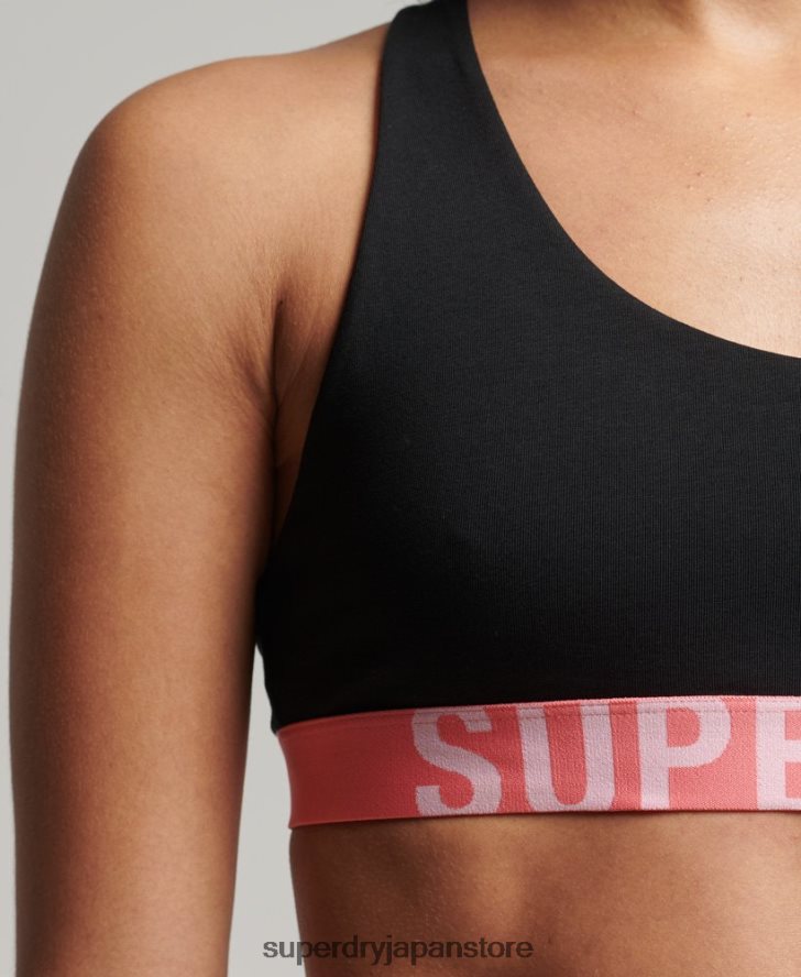 オーガニックコットンの大きなロゴクロップブラレット 女性 Superdry 衣類 黒 2J62PZ4219