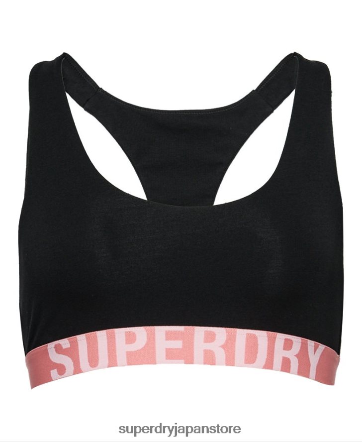 オーガニックコットンの大きなロゴクロップブラレット 女性 Superdry 衣類 黒 2J62PZ4219