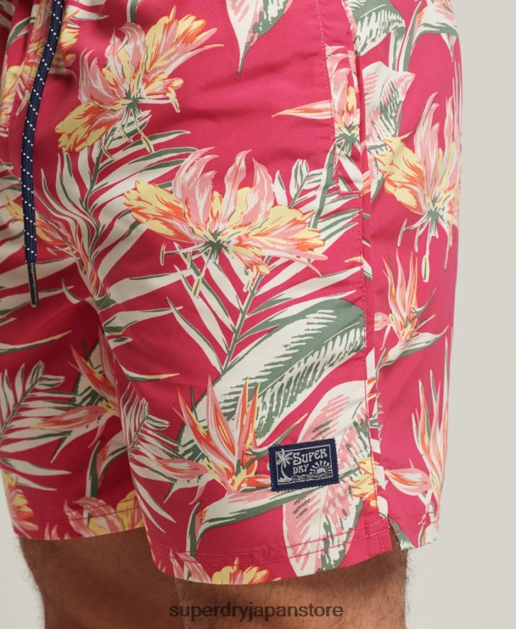 ヴィンテージハワイアンリサイクルスイムショーツ 男性 Superdry 衣類 ピンク 2J62PZ421