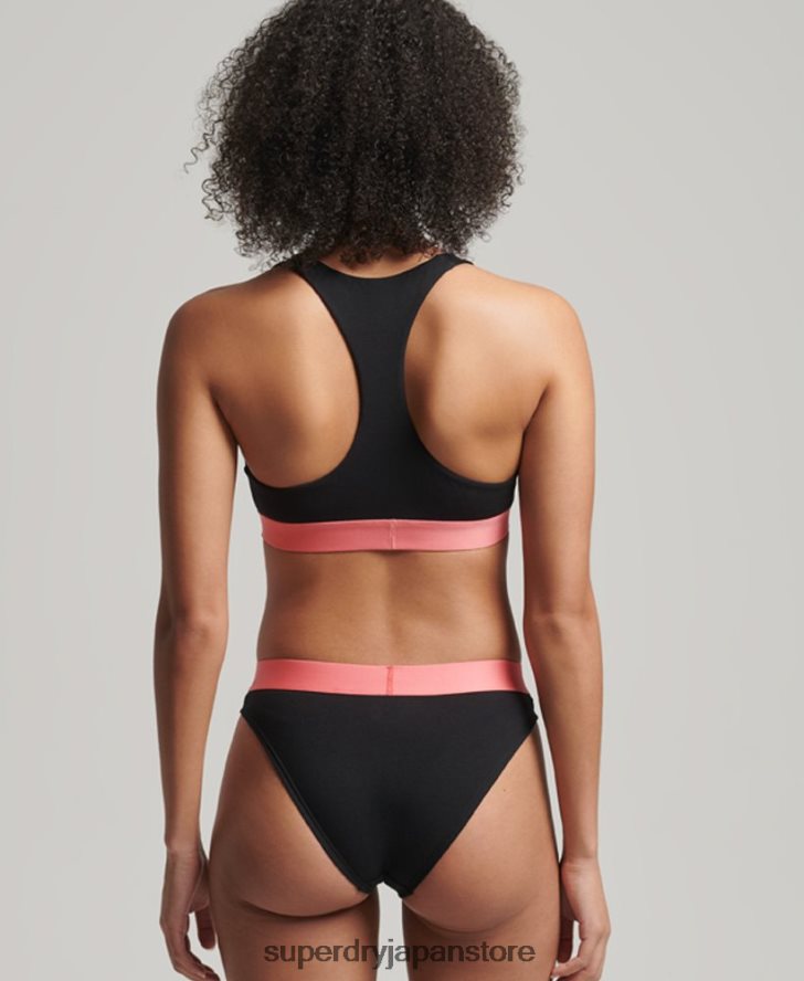 オーガニックコットン ラージロゴ ビキニブリーフ 女性 Superdry 衣類 黒 2J62PZ4220