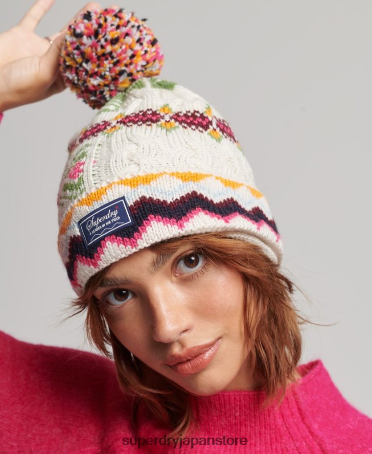 フェアアイルビーニー帽 女性 Superdry アクセサリー クリーム 2J62PZ4226