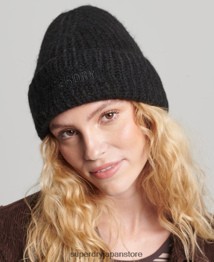 エッセンシャルリブビーニー 女性 Superdry アクセサリー 黒 2J62PZ4235