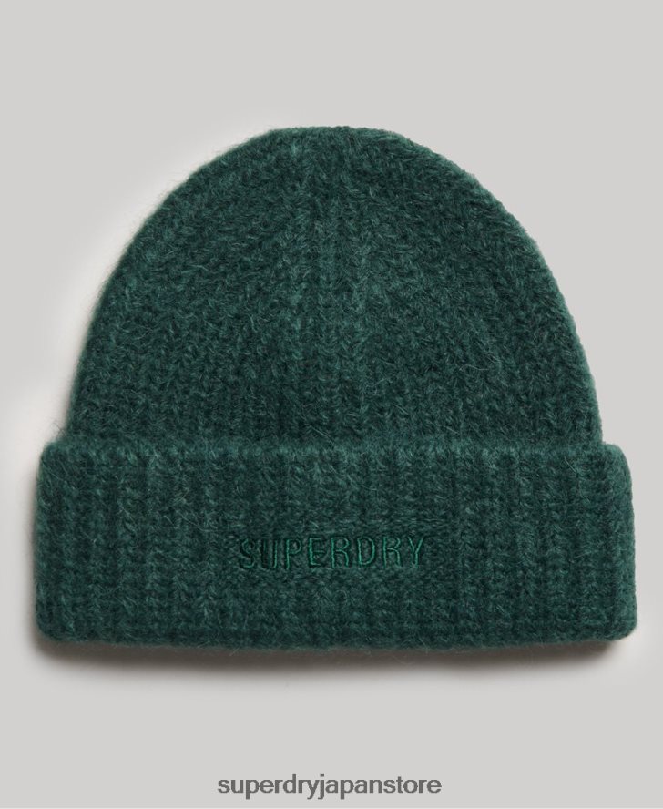 エッセンシャルリブビーニー 女性 Superdry アクセサリー 緑 2J62PZ4236
