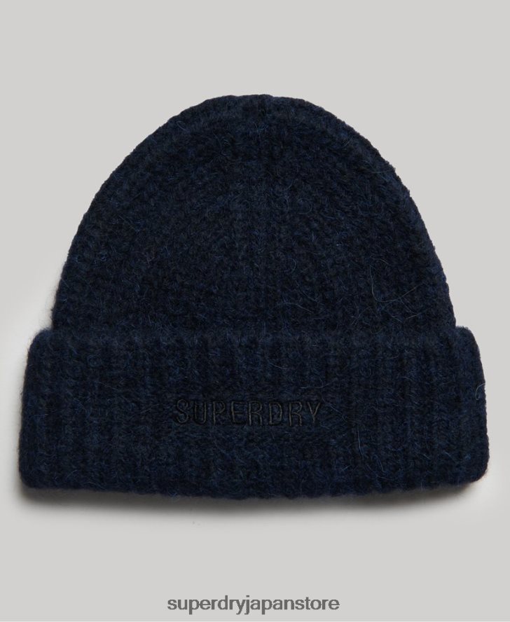 エッセンシャルリブビーニー 女性 Superdry アクセサリー 海軍 2J62PZ4237
