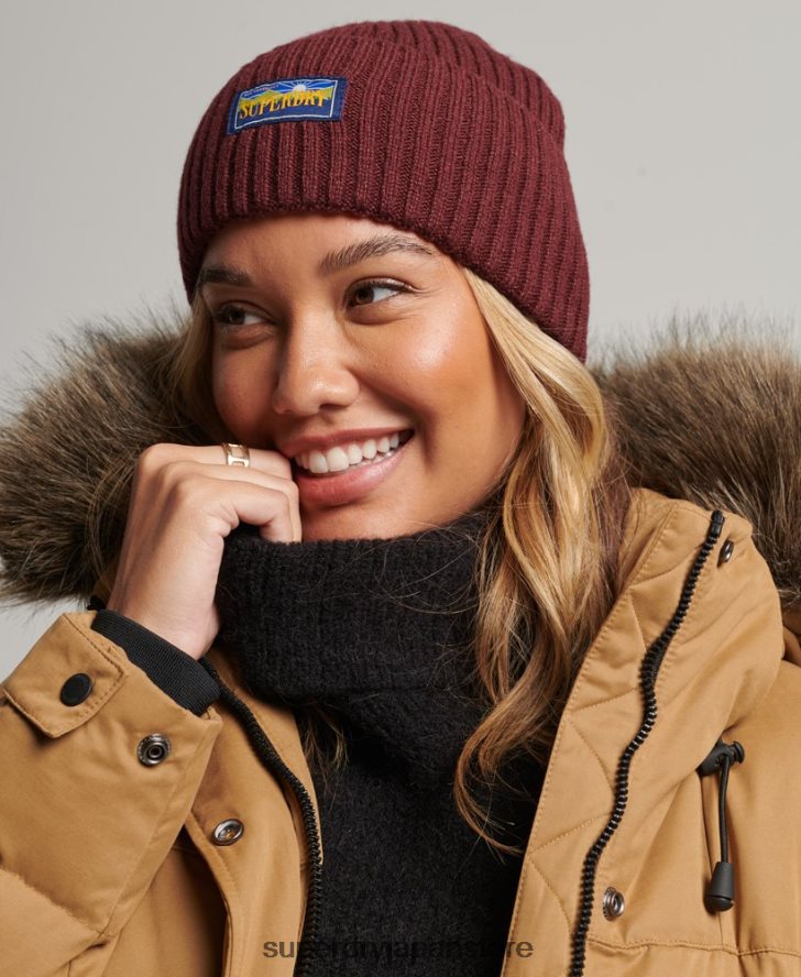 ウールブレンドレーダービーニー 女性 Superdry アクセサリー 赤 2J62PZ4244