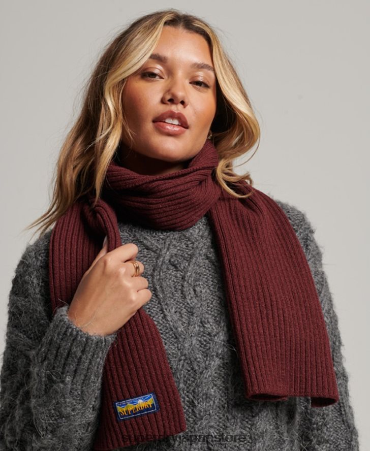 ウールブレンドレーダースカーフ 女性 Superdry アクセサリー 赤 2J62PZ4246
