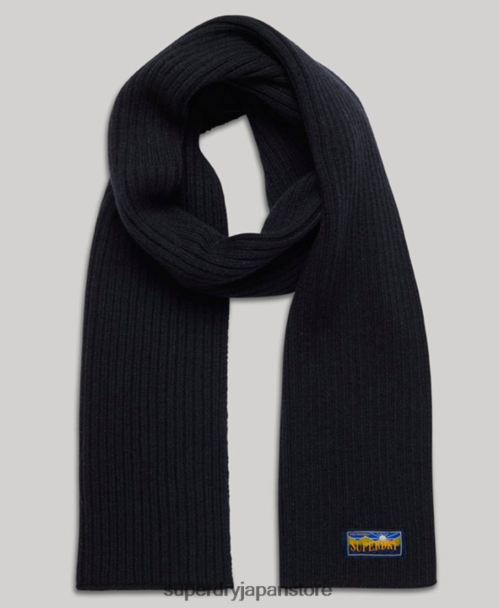 ウールブレンドレーダースカーフ 女性 Superdry アクセサリー 海軍 2J62PZ4249