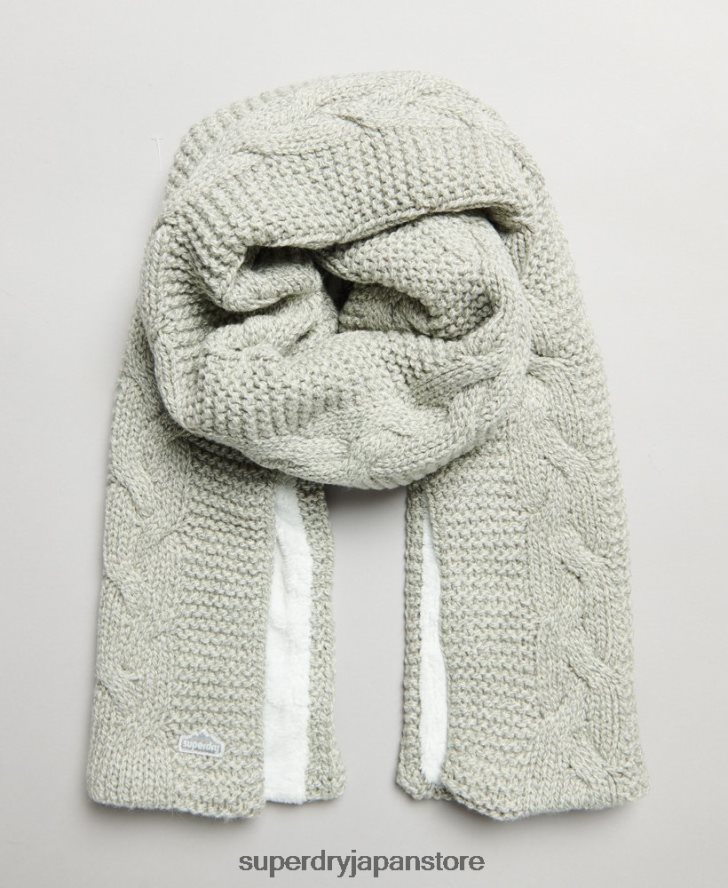 ケーブルニットスカーフ 女性 Superdry アクセサリー ライトグレー 2J62PZ4250